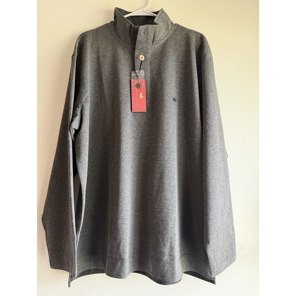 Southern Marsh‎ Sweater Mens XL Pullover Gray Quarter Button Mock Neck Preppy